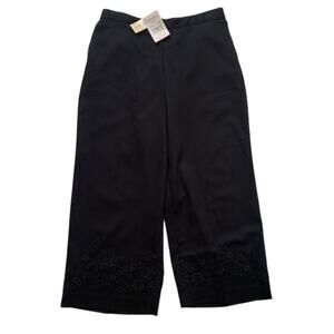 Alfred Dunner Capri Pant Petite Marbella High Rise Eyelet Trim Elastic Waist 10P
